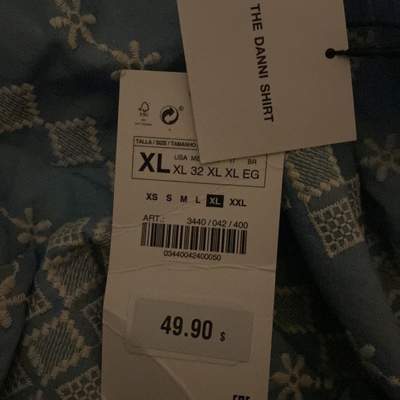 NWT ZARA EMBROIDERED SHIRT BLUE - Picture 5 of 5